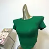 Blusa Feminina de Verão Fina com Barra Irregular Gola Redonda Manga Curta Slim Fit Básica Cor Sólida Manga Curta Camiseta Spice Girls