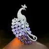 Nuevo Broche de Pavo Real Amatista Degradada, Broche Personalizado Exquisito de Alta Gama para Mujer, Accesorio de Pin con Diseño de Lujo Ligero