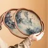 Bandeja de té de vidrio estilo chino Hanjiangxue de fábrica, bandeja de té de bambú vintage, accesorios para juego de té, plato de almacenamiento para taza de té, plato de fruta