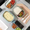 Nueva Lonchera Aislada, Segura para Microondas, para Oficinistas y Estudiantes, Caja Bento, Cubiertos, Cuchara, Acero Inoxidable, Caja de Conservación de Grado Alimenticio