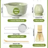 Tigela de Matcha, Batedor de Chá Japonês, Tigela de Matcha com 100 Hastes, Suporte de Batedor de Chá de Cerâmica, Mixer, Pincel de Matcha de Bambu Japonês, Conjunto de Batedores de Chá