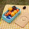 Cesta de Picnic al Aire Libre Cesta de Almacenamiento Grande de Plástico Plato para Tostadas de Pan de Picnic con Tapa Tabla de Cortar Cesta de Mano