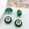 Serie de pulseras de cuentas redondas de resina verde tono verde fresco joyería con cuentas de agujero grande cuentas sueltas venta al por mayor