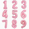 Balões de Folha de Alumínio de 32 polegadas Números de Aniversário Rosa Embalados Individualmente Balões de Folha de Alumínio Decoração de Aniversário Montagem de Cena