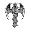 Pegatina de Tatuaje Herbal Dragón Cruzado Duradera Impermeable 7~15 Días Hombres y Mujeres Dominante Estilo Tradicional Tatuaje Brazo Pierna