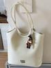 Bolsa de Mano Tejida de Gran Capacidad Estilo Coreano para Mujer Bolso de Hombro para Madre Nuevo Color Puro Moda Casual Cuero PU Suave Bolso Grande