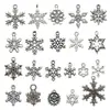 1 Nova Série de Flocos de Neve em Liga de Prata Antiga Pingente de Floco de Neve Recortado Simulado Acessórios para Joias DIY