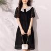 Límite de Precio++ Video Corto, Elegante Vestido de Gasa Bordado Negro para Mujer, Nuevo Vestido de Verano