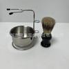 Dedicado transfronterizo en stock juego de brocha de afeitar de 3 piezas de cerdas de acero inoxidable para barbería, baño, inodoro