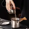 Taza de té justa de titanio puro de gran capacidad con asa lateral portátil, separador de té de súper filtración, mango de madera maciza, accesorio de té creativo