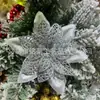 Peça Hexagonal Oca Quente Transfronteiriça Combinação de Flores de Natal Vermelhas Flor de Simulação Acessórios para Árvore de Natal Pingente Suprimentos de Feriado