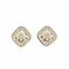 Pendientes de Flor de Zircón y Perla con Aguja de Plata Electrochapada en Oro Real de 14K Pendientes Elegantes de Estilo Francés Exquisitos Accesorios Versátiles para Orejas