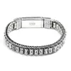 Pulsera Passepartout para Hombre Tejida a Mano Rodillo de Mantra de Seis Caracteres Plata Rotatoria Cadena de Plata Retro Venta Directa de Fábrica