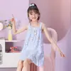 Nueva Falda de Tirantes de Corea del Sur Pijamas de Niñas Niños Vestido de Algodón Burbuja Verano Niñas Ropa de Casa de Dibujos Animados Pijama