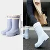 Botas de Chuva Transfronteiriças para Mulheres, Calçados Impermeáveis de Solado Grosso Estilo Coreano para Uso Externo, Botas de Chuva Versáteis com Cordão para Uso Diário para Mulheres, Sapatos de Borracha Antiderrapantes para Cozinha para Mulheres