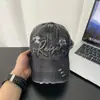 Boné de Baseball de Aba Curva Lavado e Rasgado de Nicho Transfronteiriço para Homens com Letras Bordadas, Boné de Aba Reta para Mulheres, Chapéu de Sol Versátil para Afinar o Rosto