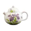 Tetera de Cerámica Morada con Iris Pintada a Mano Kung Fu Juego de Té Tetera Individual Tetera para Uso Doméstico con Filtro