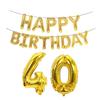 Feliz aniversário balão decorativo de folha de alumínio 40 polegadas ouro rosa grande balão digital de filme de alumínio conjunto