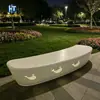 Banqueta curva de asiento con relieve de ballena de terrazo translúcido para parque al aire libre, banco de ocio para paisaje de UHPC luminoso, fabricante
