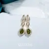 Estilo de Corte Francés Superior Pendientes de Plata de Ley S925 con Aguja de Circonita Verde Oliva Pendientes Morados de Diseño de Lujo Ligero de Nicho