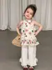 Roupas Infantis Xueli Conjunto para Meninas Novo Estilo Chinês Verão Fino 2026 Roupas Infantis Tradicionais Chinesas Classe A Roupa de Bebê Colete e Calça