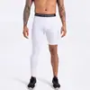 Calça de Compressão Esportiva Cinza Escuro Estilo Europeu e Americano para Homens, Secagem Rápida, Alta Elasticidade, com Bolsos, Calça de Compressão para Corrida, Uma Longa e Uma Curta, Calça de Academia