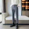 Pantalones Casuales Ajustados para Hombre, Estilo Coreano, Modernos, Corte Recto Holgado, Primavera y Otoño, Largo Recortado, con Efecto de Caída