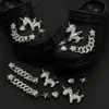 Moda Indústria Pesada Corrente de Metal Ilhós Sapatos Acessórios DIY Luxo Leve Flor de Strass para Sapato Fivela de Sapato Decoração Removível Atacado