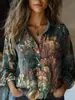 2025 Comercio Exterior Transfronterizo Europeo y Americano Ropa de Mujer Primavera y Verano Nueva Camisa Casual de Manga Larga Estampada Retro Imitación de Algodón y Lino