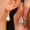 Pendientes Europeos y Americanos de Marquesa Gota de Agua de Cobre con Circonita Microincrustada Pendientes para Mujer Pendientes de Novia Adecuados para el Uso Diario Joyería