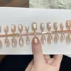 [30 Peças] Unhas Postiças Pré-Fabricadas Crystal Cat-Eye Estilo Curto e Longo, Unhas Postiças Descolorantes Gradiente Feitas à Mão