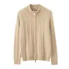 Cárdigan de Cachemira Otoño Invierno Nuevo Estilo para Mujer Cuello Semi Alto Capa Base Elegante Adelgazante Cremallera Abrigo