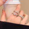 Anillo de circonita de estilo frío simple para mujer, diseño de nicho, sentido de la moda, personalidad, nueva apertura, anillo ajustable, traje