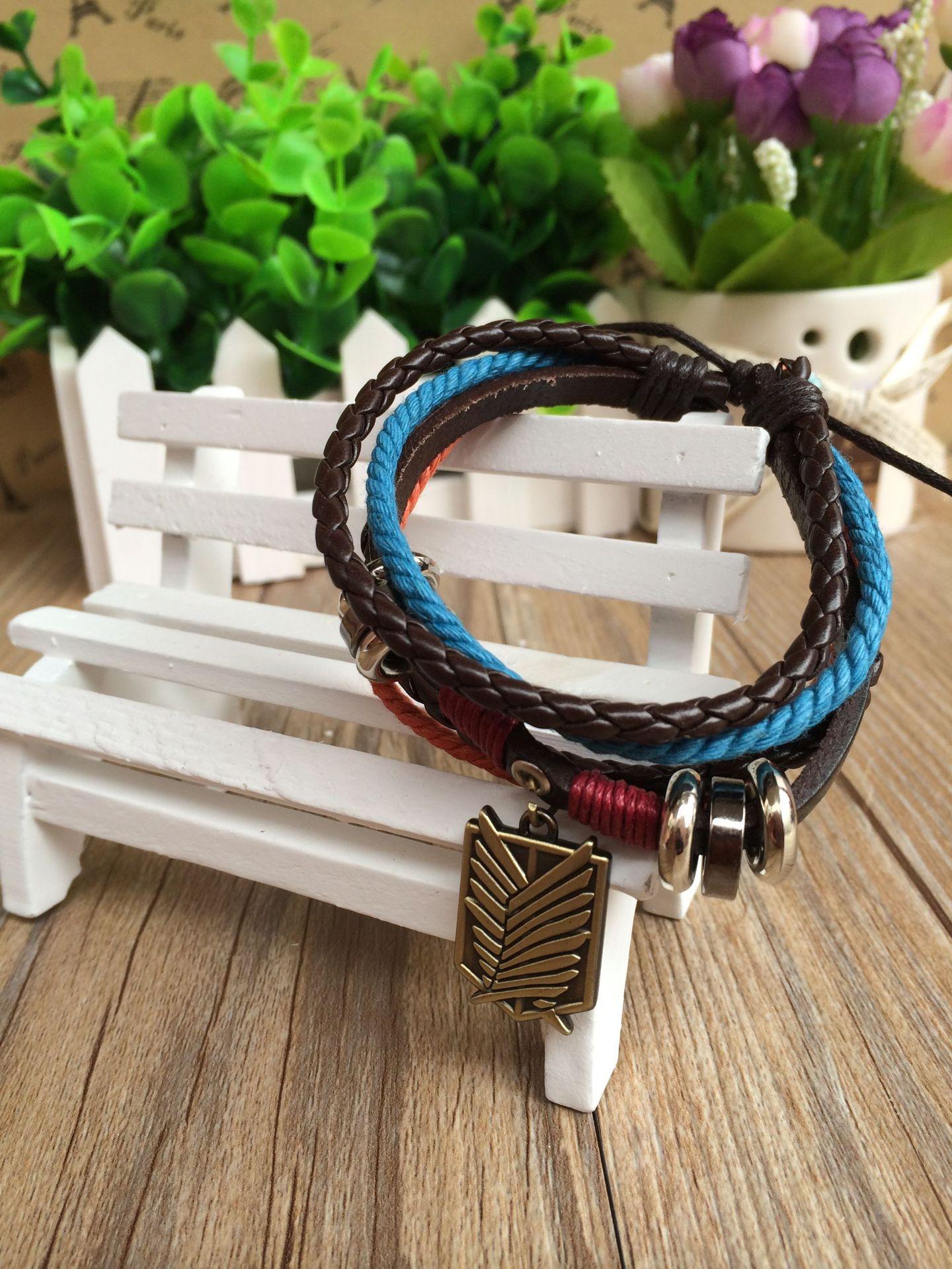 进击的巨人调查标志真皮手链