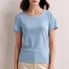 Camiseta Tencel Lenzing Modal, feminina, gola redonda, manga curta, versátil para o verão, corte justo, respirável, fresca, top liso
