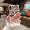 Funda de teléfono con lazo de encaje de rosa rosa estilo coqueta de ultramar, funda de teléfono transparente con vibra de chica dulce
