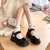 Zapatos franceses de tacón grueso de piel pequeños para mujer, novedad de otoño 2024, falda con cabeza redonda, mocasines Mary Jane de boca baja