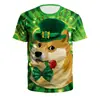 Cruzado Europeo y Americano Primavera y Verano Nuevo St Irlandés. Camiseta Redonda para Pareja con Estampado Digital del Día de San Patricio
