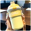 Nueva Celebridad de Internet de Alto Valor Niña de Dibujos Animados Taza de Agua de Gran Capacidad Taza Linda con Popote Estudiante Ins Portátil Vaso de Vidrio