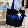 Bolso de lona de estilo coreano con diseño de dopamina para niñas, bolso tote de gran capacidad con cordón, bolso de hombro ligero para el día a día