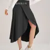 Moda Cruzada Europeia e Americana Saia de Cor Sólida com Fenda Irregular Saia Feminina para Dança Esportes Yoga