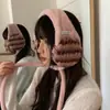 Orejeras de Peluche Rayadas Estilo Coreano para Ciclismo al Aire Libre en Invierno, Protección Cálida para los Oídos, Calentadores de Oídos Versátiles Casuales de Atar para Mujeres