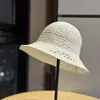 Novo Chapéu de Palha Dobrável de Aba Larga com Letras Estilo Coreano para Mulheres, Chapéu de Pescador de Palha Estilo Férias na Praia com Proteção Solar