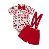 Ins Pajarita para Niños de Navidad Bolso con Hebilla Abierta Overol Fart Hayi Conjunto de Dos Piezas Traje de Caballero para Niños