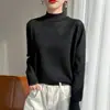 26 Nuevos Conjuntos de Moda Otoño e Invierno, Camiseta Interior de Encaje de Manga Larga con Cuello Semi-Alto Tejido para Mujer, Suéter Holgado Adelgazante