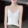 Nova Camisola 100% Lã Sintética de Alta Qualidade com Alças Ajustáveis, Detalhe de Renda nas Costas, Camisola Francesa com Decote V