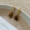 Pendientes Vintage de Piedra Ojo de Tigre para Mujer Modelo Nuevo 2026 Diseño Único Pendientes Elegantes de Gama Alta