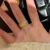 Anillo de Espiga de Trigo Paz Espiga de Trigo Anillo para Mujer Estilo Vintage Diamante Incrustado Banda Ancha Anillo Lujo Ligero Sensación de Gama Alta Anillo para Dedo Índice Dorado Joyería