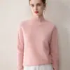 Suéter Básico de Punto 100% Cachemira Pura para Mujer, Manga Larga, Cuello Medio Alto, Corte Holgado, Suave y Cómodo