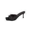 Sandalias con Lazo y Flores Tacón Alto para Mujer Verano Ropa Exterior 2025 Nueva Llegada Sandalias de Tacón Delgado
